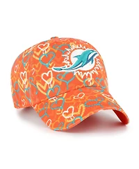 '47 Brand Big Girls Orange Miami Dolphins Mural Clean Up Adjustable Hat