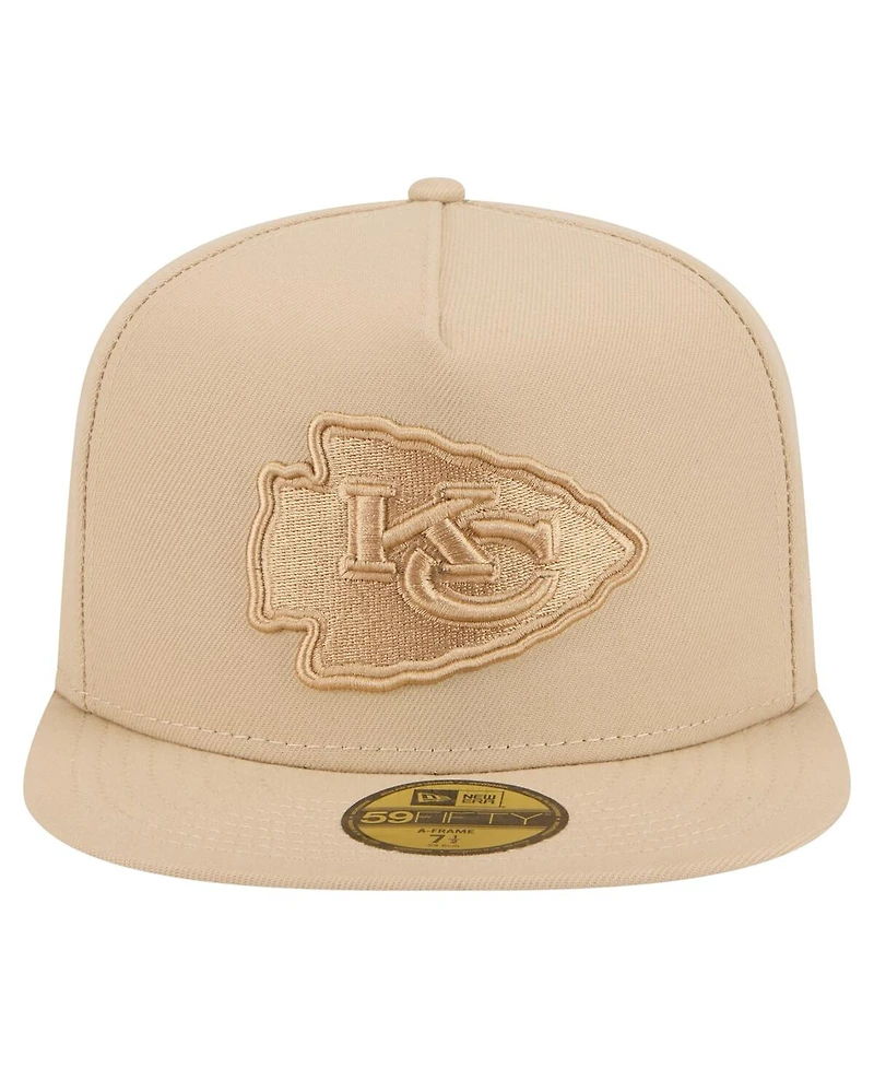 New Era Men's Light Beige Kansas City Chiefs Color Pack A-Frame 59FIFTY Fitted Hat