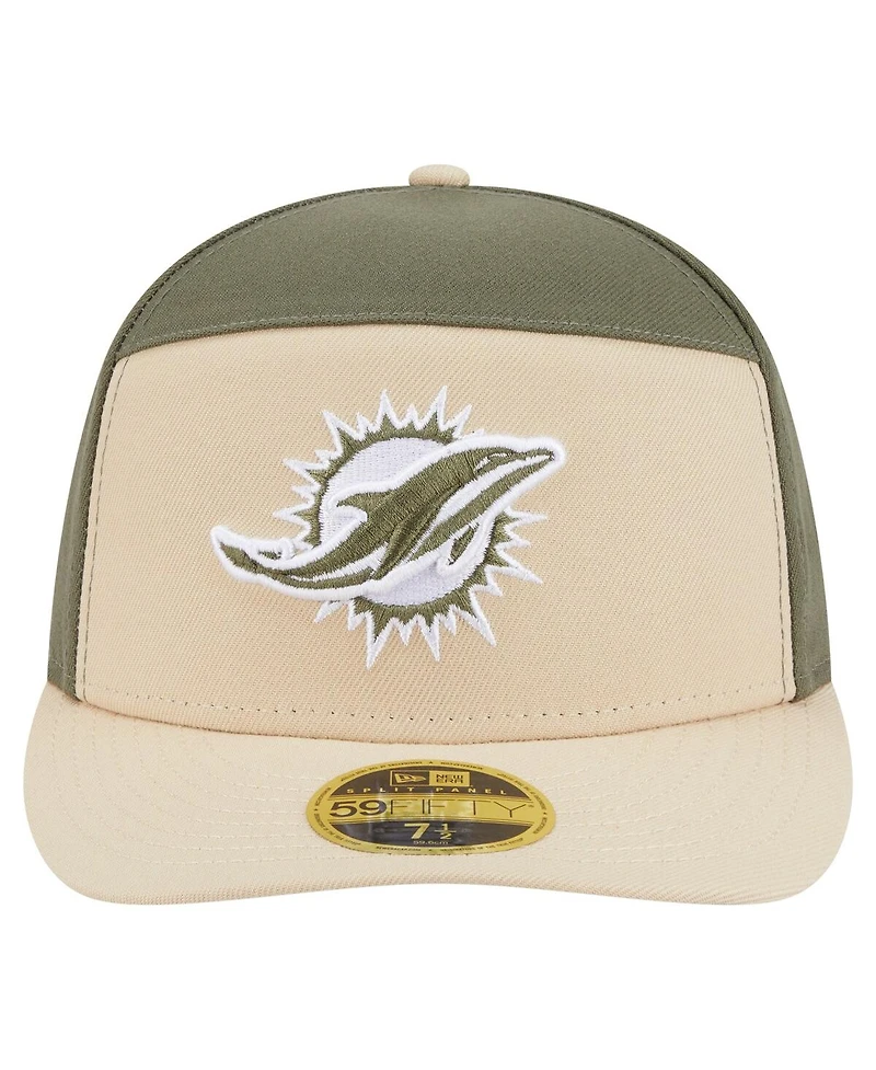 New Era Men's Light Beige/Olive Miami Dolphins Two-Tone Color Pack Split Panel 59FIFTY Fitted Hat