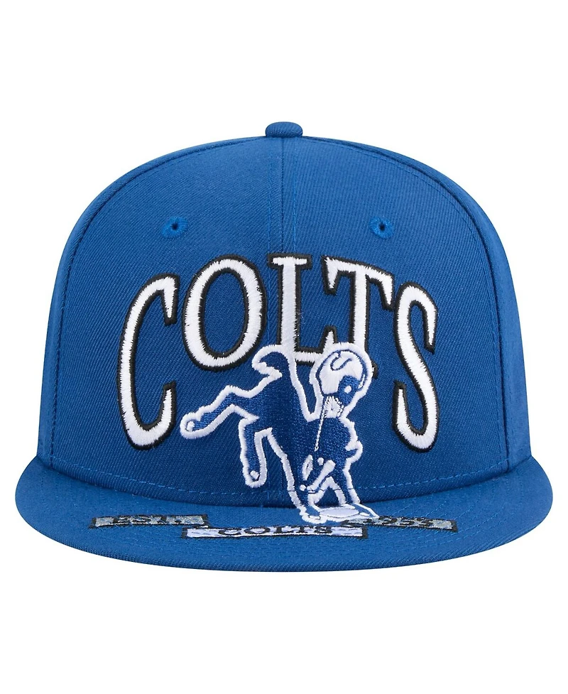 New Era Men's Royal Indianapolis Colts Throwback Oversized 59FIFTY Fitted Hat