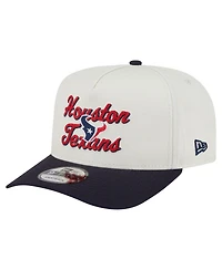 New Era Men's Cream/Navy Houston Texans Chainstitch A-Frame 9FIFTY Adjustable Hat