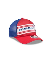 New Era Men's Red Buffalo Bills Linear A-Frame 9FORTY Adjustable Hat