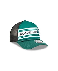 New Era Men's Green Philadelphia Eagles Linear A-Frame 9FORTY Adjustable Hat