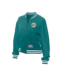 New Era Women's Aqua Miami Dolphins Throwback Fleece Full-Snap Jacket