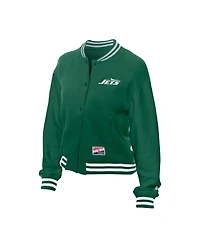 New Era Women's Kelly Green York Jets Throwback Fleece Full-Snap Jacket