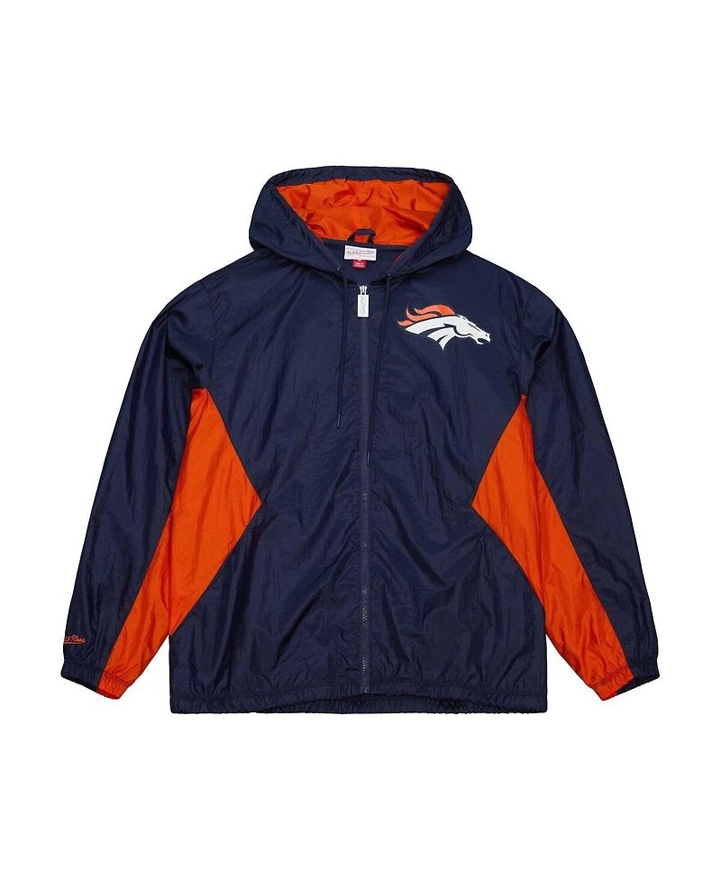 Mitchell Ness Men's Navy Denver Broncos Playmaker Full-Zip Windbreaker Jacket