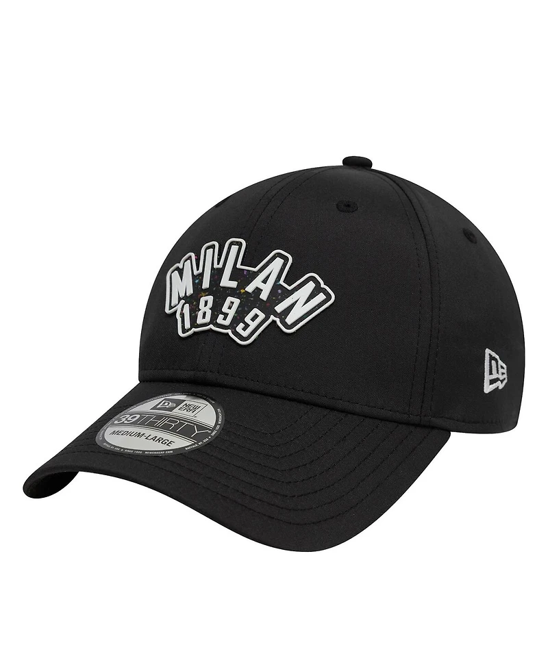 New Era Men's Black Ac Milan Recycled Rubber 39THIRTY Fitted Hat