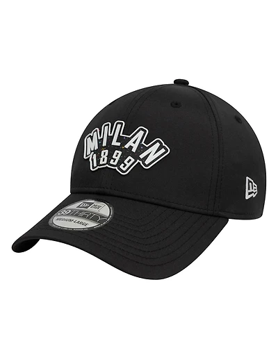 New Era Men's Black Ac Milan Recycled Rubber 39THIRTY Fitted Hat