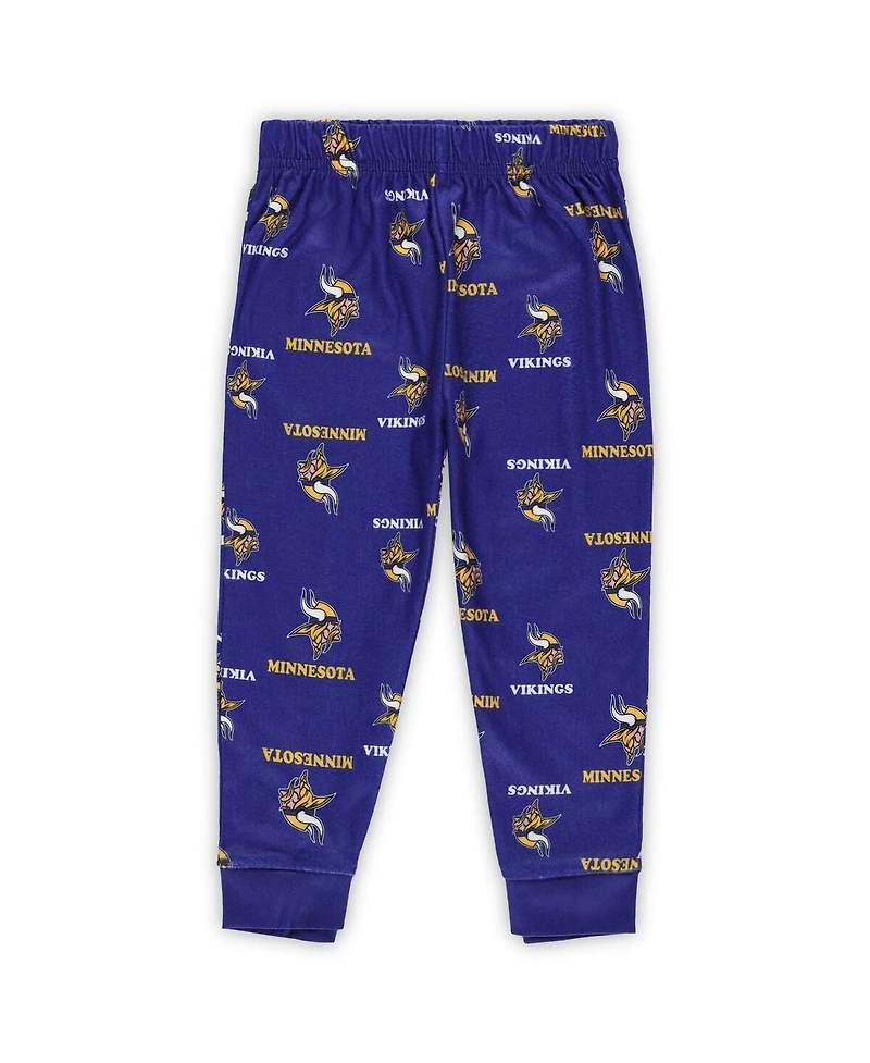 Outerstuff Toddler Purple Minnesota Vikings All-Over-Print Long Sleeve T-Shirt and Pants Sleep Set