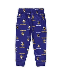 Outerstuff Toddler Purple Minnesota Vikings All-Over-Print Long Sleeve T-Shirt and Pants Sleep Set