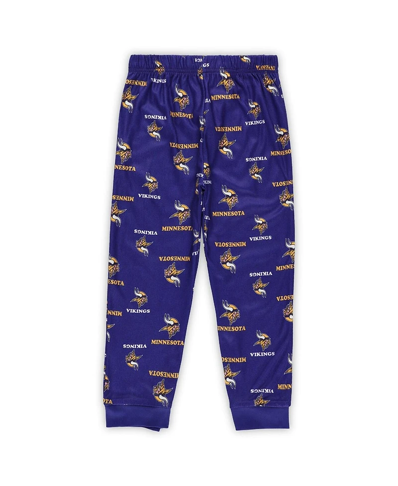 Outerstuff Preschool Purple Minnesota Vikings All-Over-Print Long Sleeve T-Shirt and Pants Sleep Set