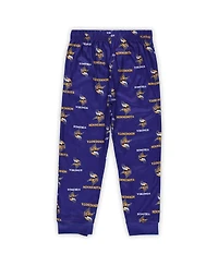 Outerstuff Preschool Purple Minnesota Vikings All-Over-Print Long Sleeve T-Shirt and Pants Sleep Set