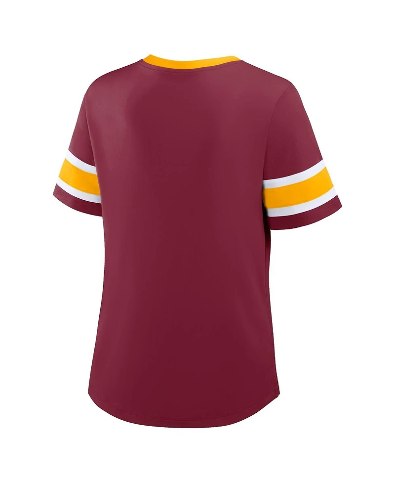 Fanatics Women's Burgundy Washington Commanders Plus Size Red Zone Athena Lace-Up V-Notch Neck T-Shirt