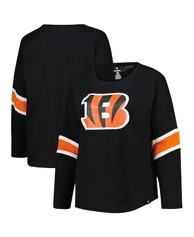 Fanatics Women's Black Cincinnati Bengals Plus Size Redzone 3/4-Sleeve Scoop Neck T-Shirt