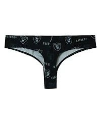Concepts Sport Women's Black Las Vegas Raiders Mosaic All Over Print Thong