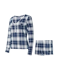 Concepts Sport Women's Navy/Silver Dallas Cowboys Ashford Long Sleeve V-Neck Top Short Set