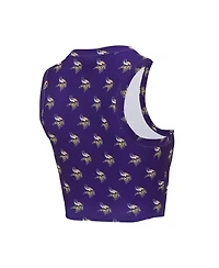 Concepts Sport Women's Minnesota Vikings Gauge Allover Print Cropped Tank Top Shorts Sleep Set
