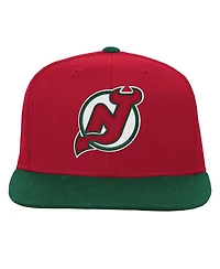Mitchell Ness Big Boys and Girls Red/Green New Jersey Devils Core Team Two-Tone Snapback Hat