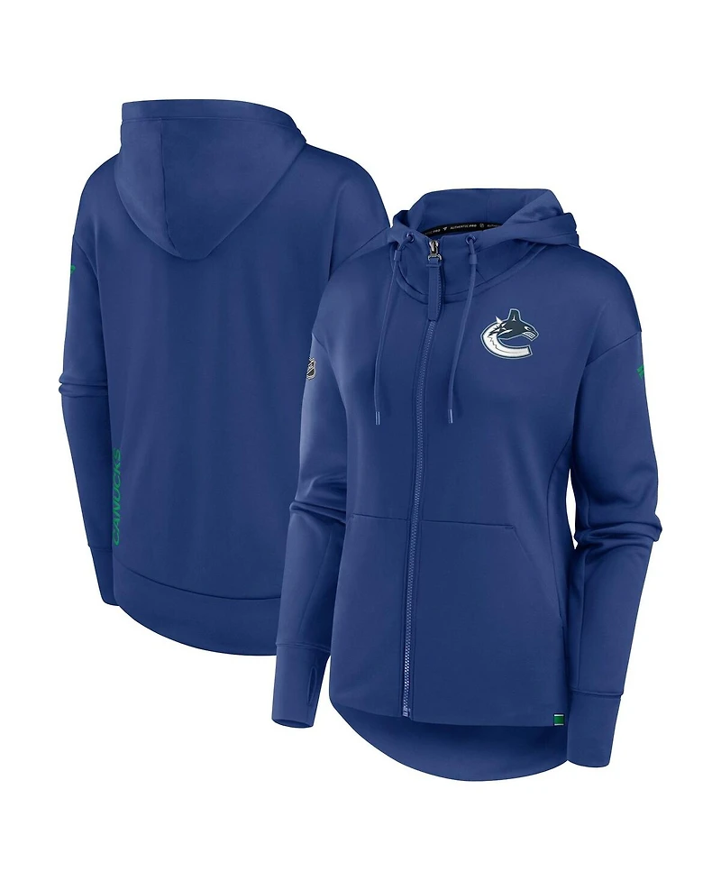Fanatics Women's Blue Vancouver Canucks Authentic Pro Scuba Full-Zip Hoodie