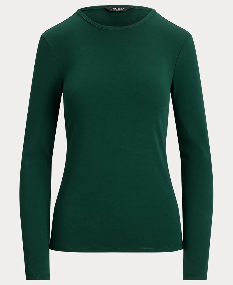 Lauren Ralph Cotton-Blend Long-Sleeve Top