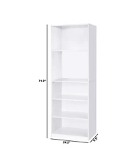Modern 5-Shelf Bookcase for Storage and Display in Living Room or Office