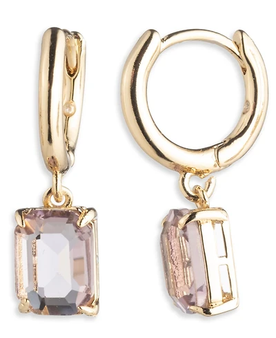 Lauren Ralph Glass Stone Drop Huggie Earrings