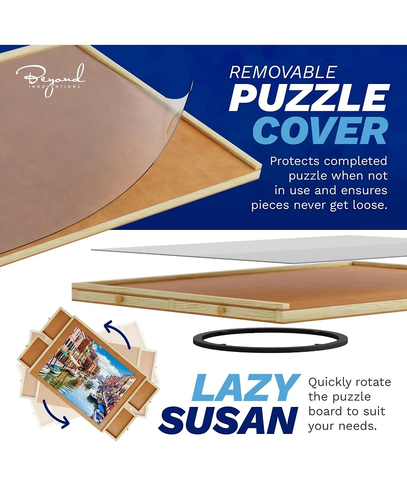 Beyond Innoventions Wooden Puzzle Table – Portable Jigsaw Organizer