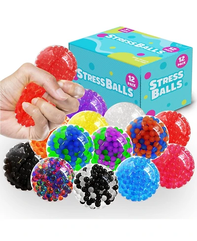 Beyond Innoventions Stress Balls Set – 12 Pack – Fidget Toys for Adults & Kids, Squishy Sensory Balls for Anxiety, Autism, Adhd & Stress