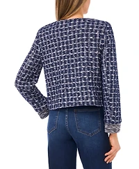 CeCe Women's Collarless Crew Neck Long Sleeve Jacket