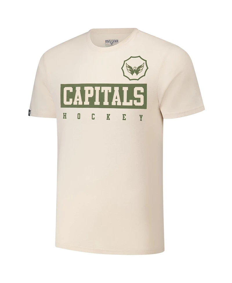 Levelwear Men's Tj Oshie Khaki Washington Capitals 2024 Nhl Military Appreciation Richmond Delta Player Name Number T-Shirt