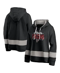Fanatics Women's Black/Gray Atlanta Falcons Huddle Up Fundamental Fleece Color Block Pullover Hoodie