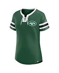 Fanatics Women's Green New York Jets Lace-Up Bling T-Shirt