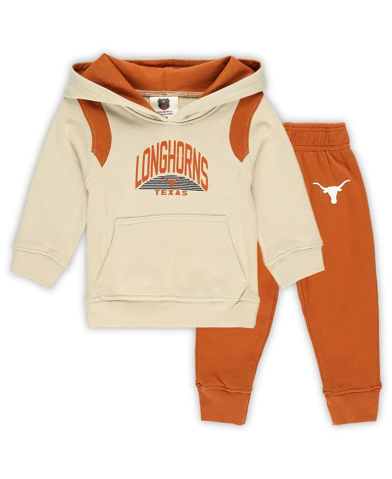 Wes & Willy Baby Boys and Girls 2-Piece Texas Longhorns Color Block Pullover Hoodie Sweatpants Set