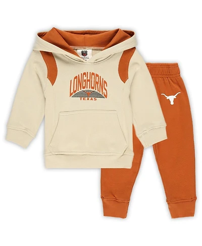 Wes & Willy Baby Boys and Girls 2-Piece Texas Longhorns Color Block Pullover Hoodie Sweatpants Set