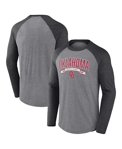 Fanatics Men's Gray Oklahoma Sooners Banner Year Tri-Blend Raglan Long Sleeve T-Shirt