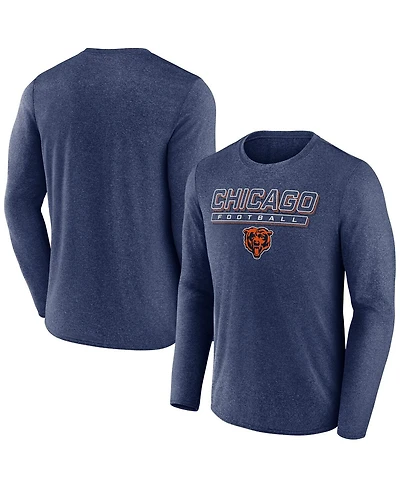 Fanatics Men's Heather Navy Chicago Bears Fundamentals Long Sleeve T-Shirt