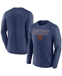 Fanatics Men's Heather Navy Chicago Bears Fundamentals Long Sleeve T-Shirt