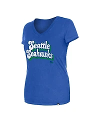 New Era Women's Royal Seattle Seahawks Enzyme Wash Low V-Neck T-Shirt