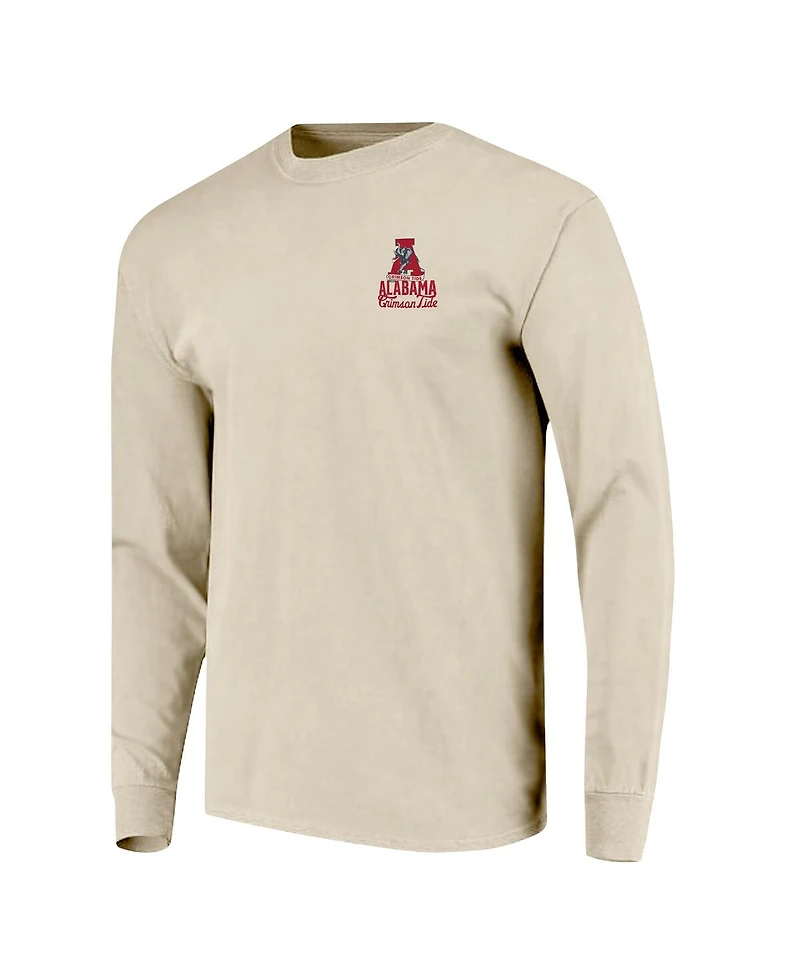 Image One Men's Natural Alabama Crimson Tide Comfort Colors Mascot Overlay Long Sleeve T-Shirt