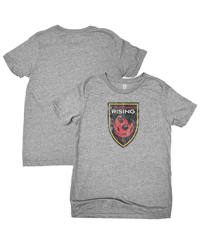 1863FC Big Boys and Girls Heather Gray Phoenix Rising Fc Color Badge T-Shirt