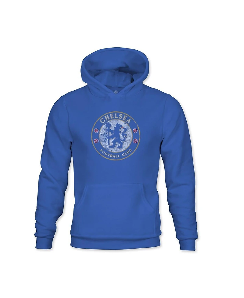 1863FC Big Boys and Girls Blue Chelsea Color Badge Fleece Pullover Hoodie