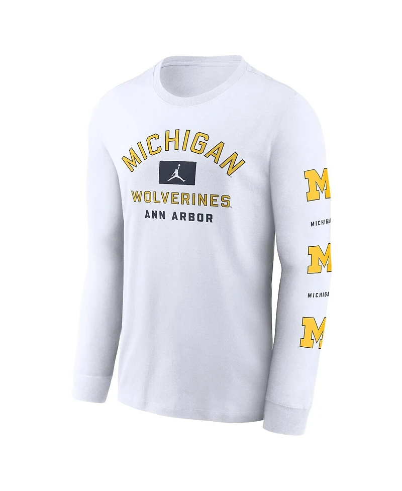 Jordan Men's White Michigan Wolverines Primetime Classic Location Long Sleeve T-Shirt