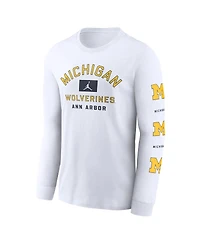 Jordan Men's White Michigan Wolverines Primetime Classic Location Long Sleeve T-Shirt