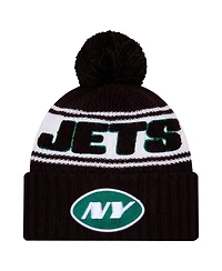 New Era Big Boys and Girls Black New York Jets 2024/25 Sideline Cuffed Knit with Pom Hat