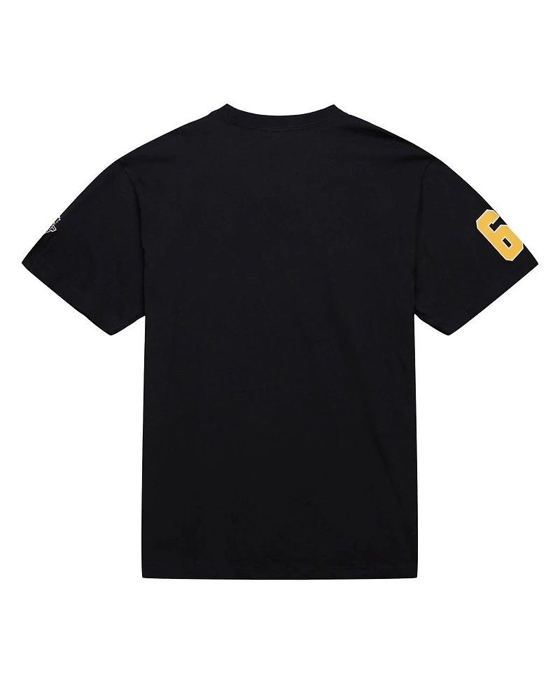 Mitchell & Ness Men's Mario Lemieux Black Pittsburgh Penguins Premium Nickname Vintage Logo T-Shirt