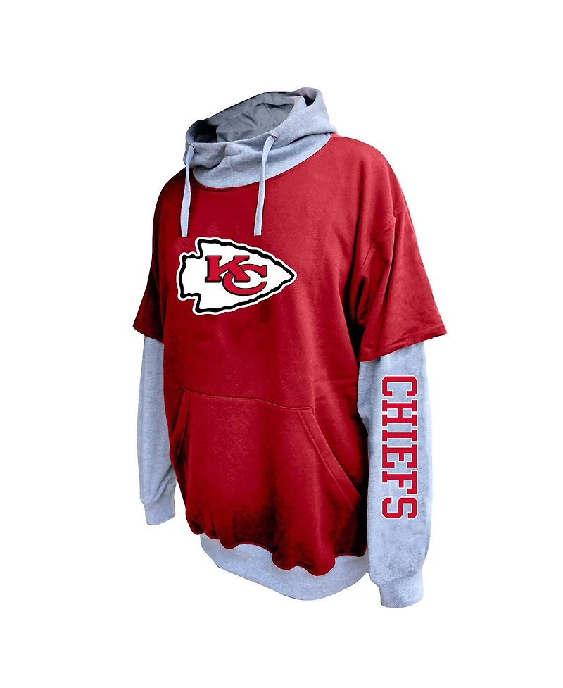 Profile Men's Red/Heather Gray Kansas City Chiefs Big Tall Twofer Pullover Hoodie