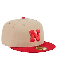 New Era Men's Khaki Nebraska Huskers Two-Tone 59FIFTY Fitted Hat