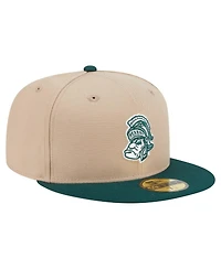 New Era Men's Khaki Michigan State Spartans Throwback Two-Tone 59FIFTY Fitted Hat