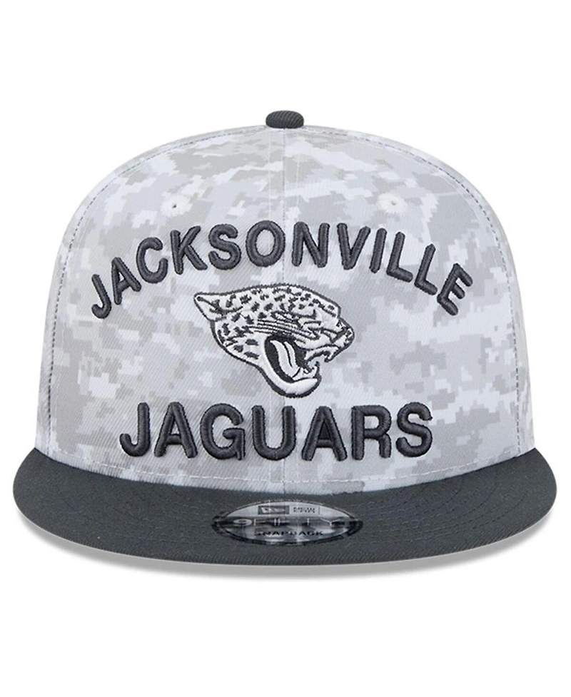 New Era Big Boys and Girls White/Graphite Jacksonville Jaguars 2024 Salute To Service 9FIFTY Snapback Hat