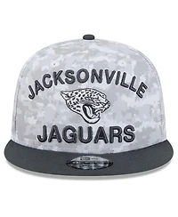 New Era Big Boys and Girls White/Graphite Jacksonville Jaguars 2024 Salute To Service 9FIFTY Snapback Hat